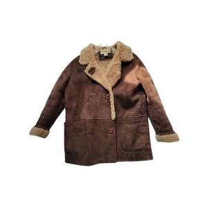 Eddie Bauer Sheepskin Mouton Coat/Jacket Unisex Size M Petite - Brown